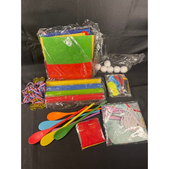 Other - Outdoor Field Day Games Set Potato Sack Race Egg Spoon 3-Legged Race Medals NEW